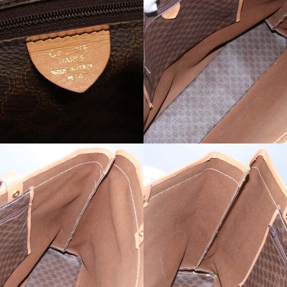 CELINE Macadam Canvas Tote Bag Pvc Leather Brown Gold - Picture 11 of 12